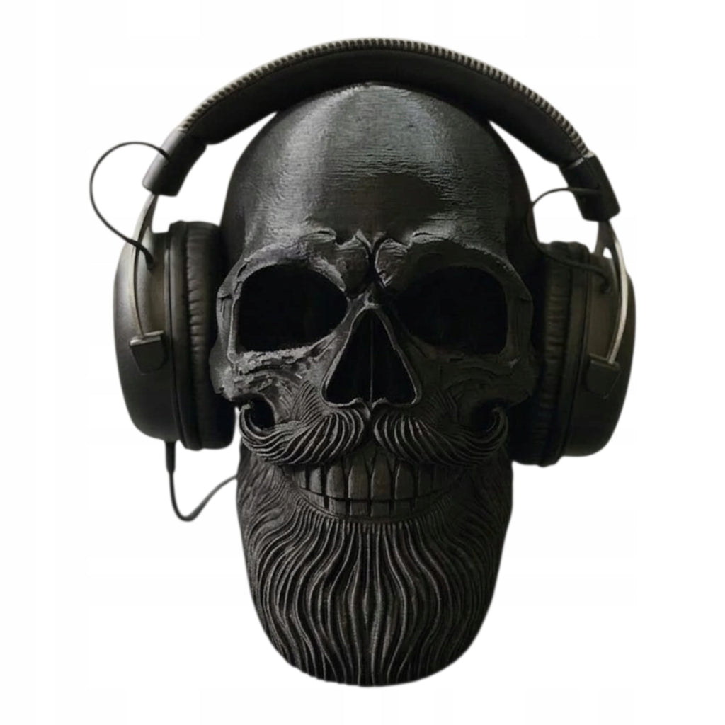 Stojak na Słuchawki Czaszka z Brodą Hipster Skull Gaming Holder 3D Czarna