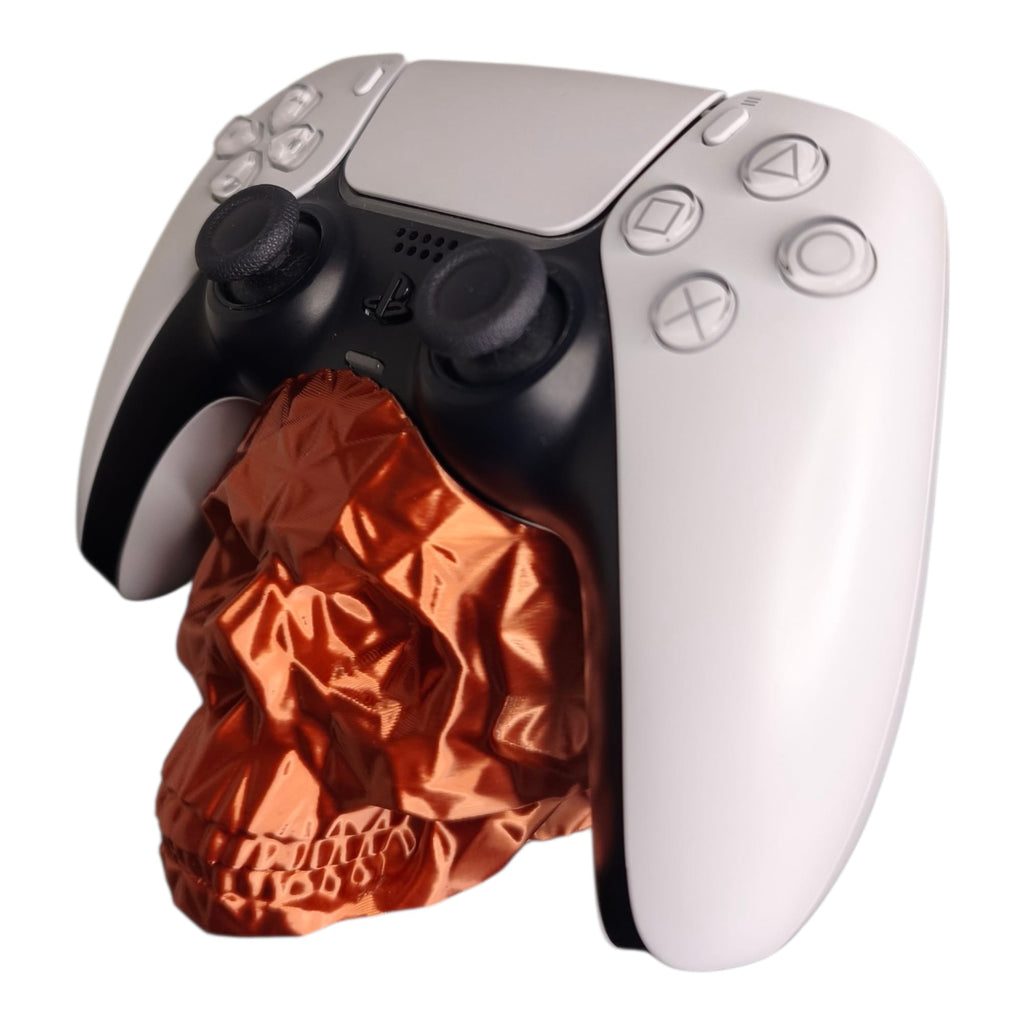 Stojak Uchwyt na Pad PS5 Czaszka Low Poly MIEDZIANY