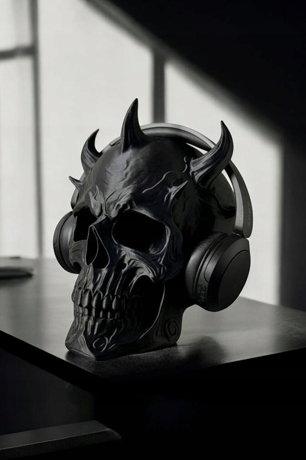 Stojak na Słuchawki CZASZKA Demona Skull Gamer CZARNY