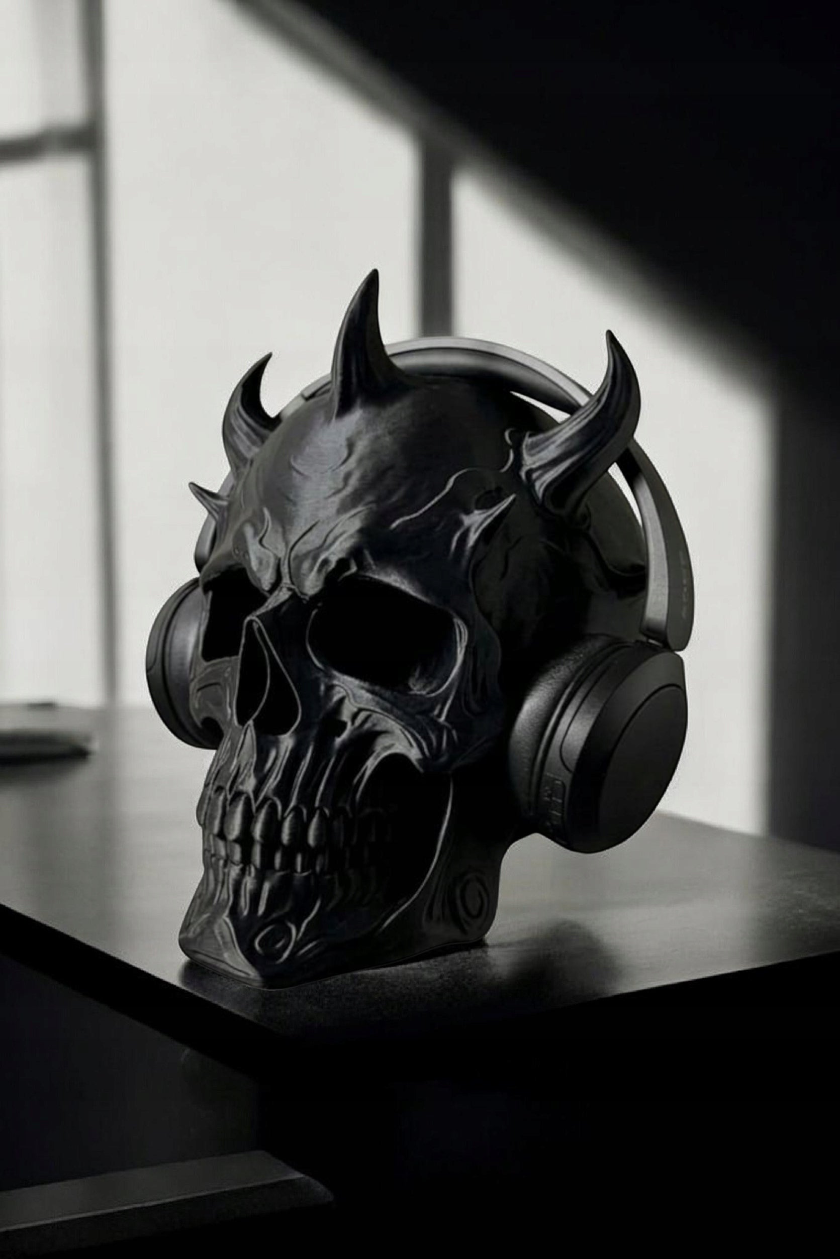 Stojak na Słuchawki CZASZKA Demona Skull Gamer CZARNY