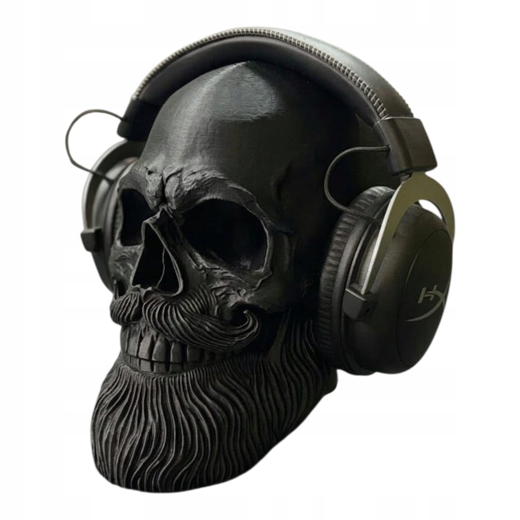Stojak na Słuchawki Czaszka z Brodą Hipster Skull Gaming Holder 3D Czarna