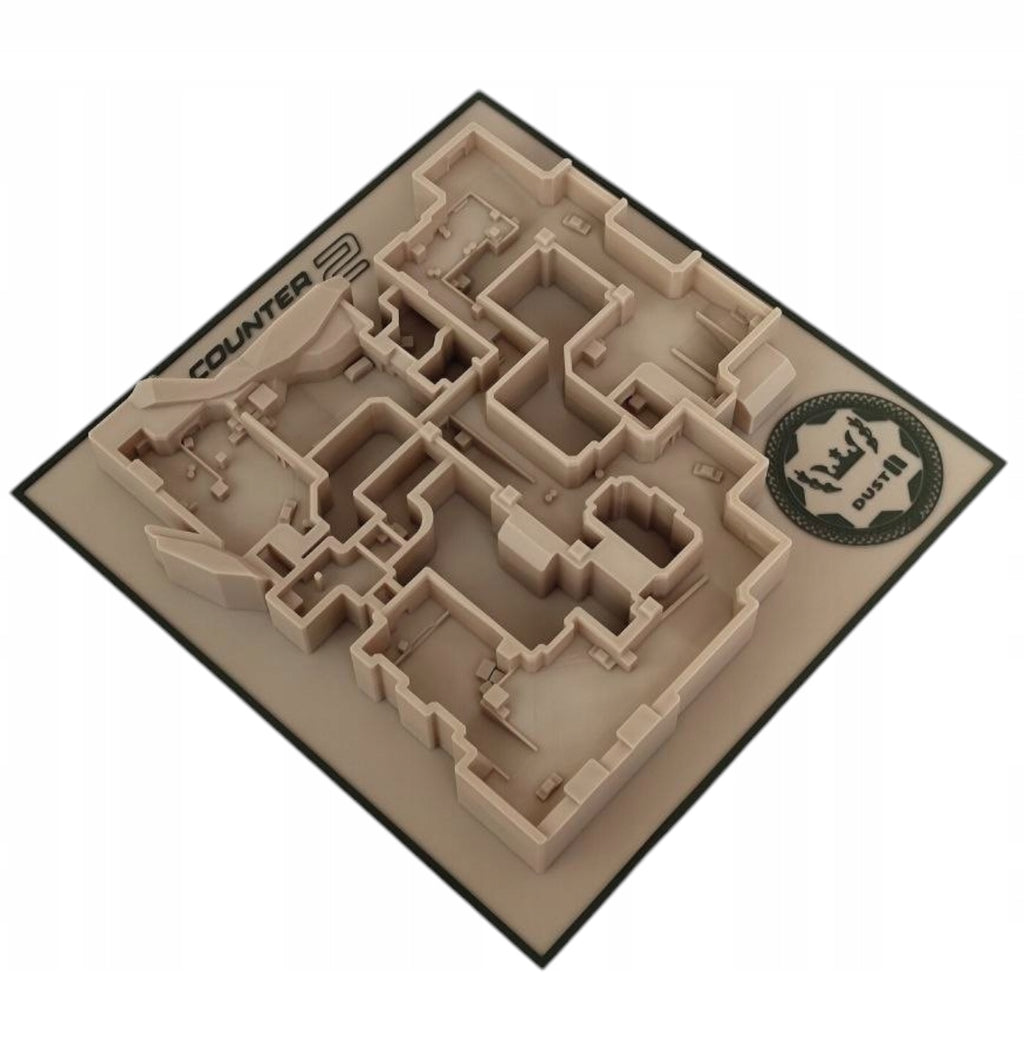 Obraz 3D Mapa Dust II Counter Strike 2 Taktyczna Makieta CS2, CS GO 23cm.