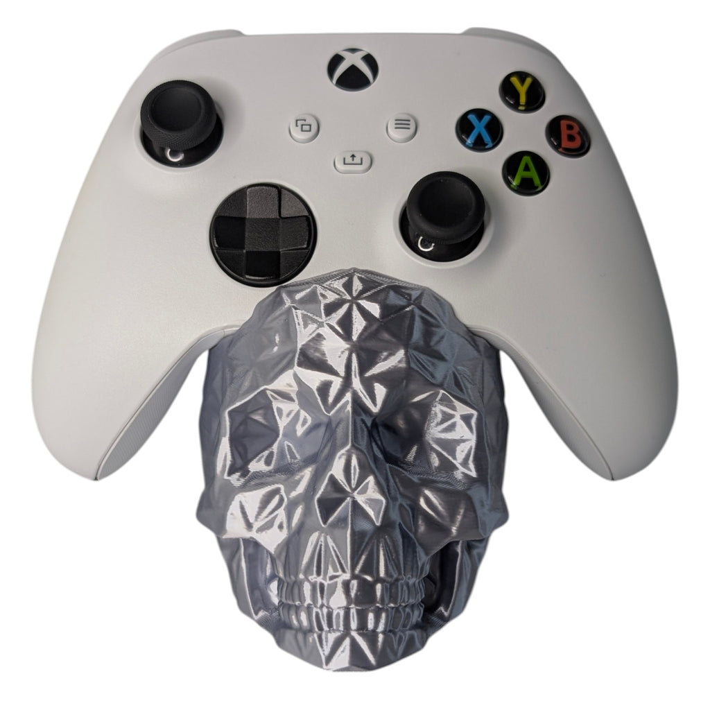 Stojak na pad Xbox Czaszka Low Poly Srebrny