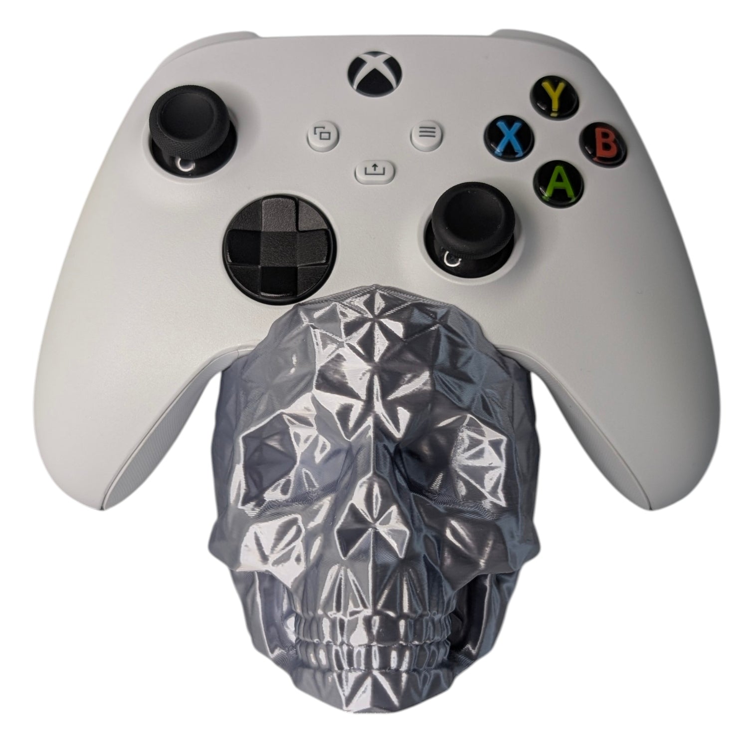 Stojak na pad Xbox Czaszka Low Poly Srebrny