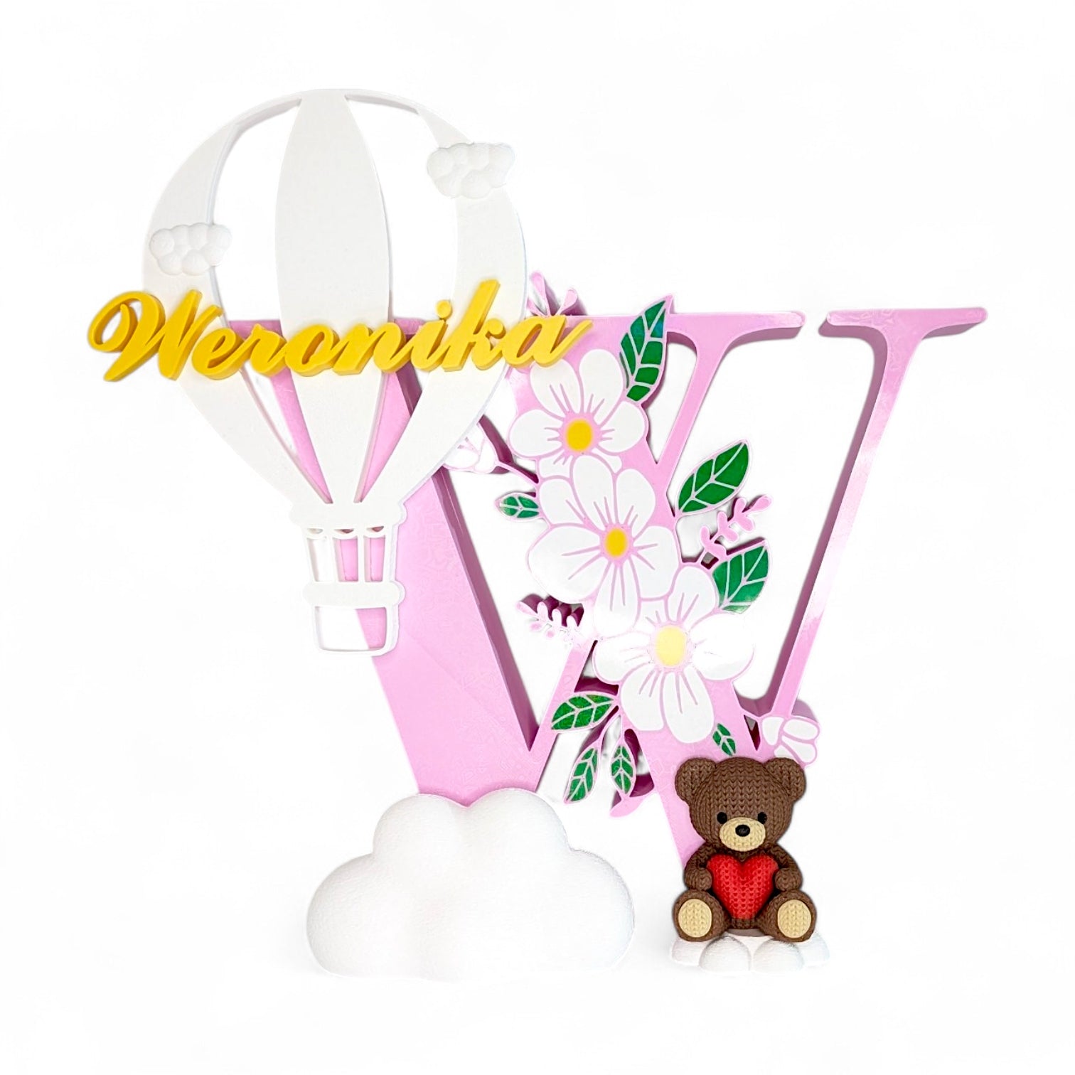 Personalizowana Litera 26cm Różowa Metryczka dla Dziewczynki