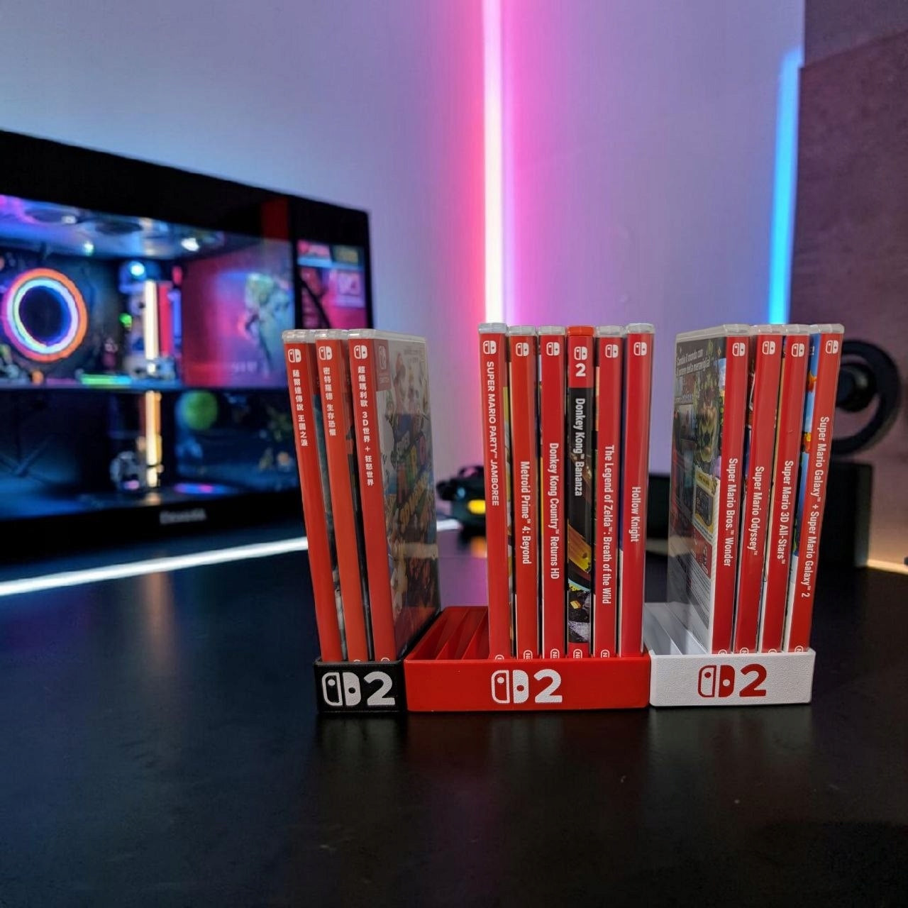 3 Sztuki Organizerów na Gry Nintendo Switch CZERWONY/CZARNY/BIAŁY