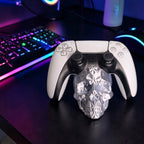 Stojak Uchwyt na Pad PS5 Czaszka Low Poly SREBRNY