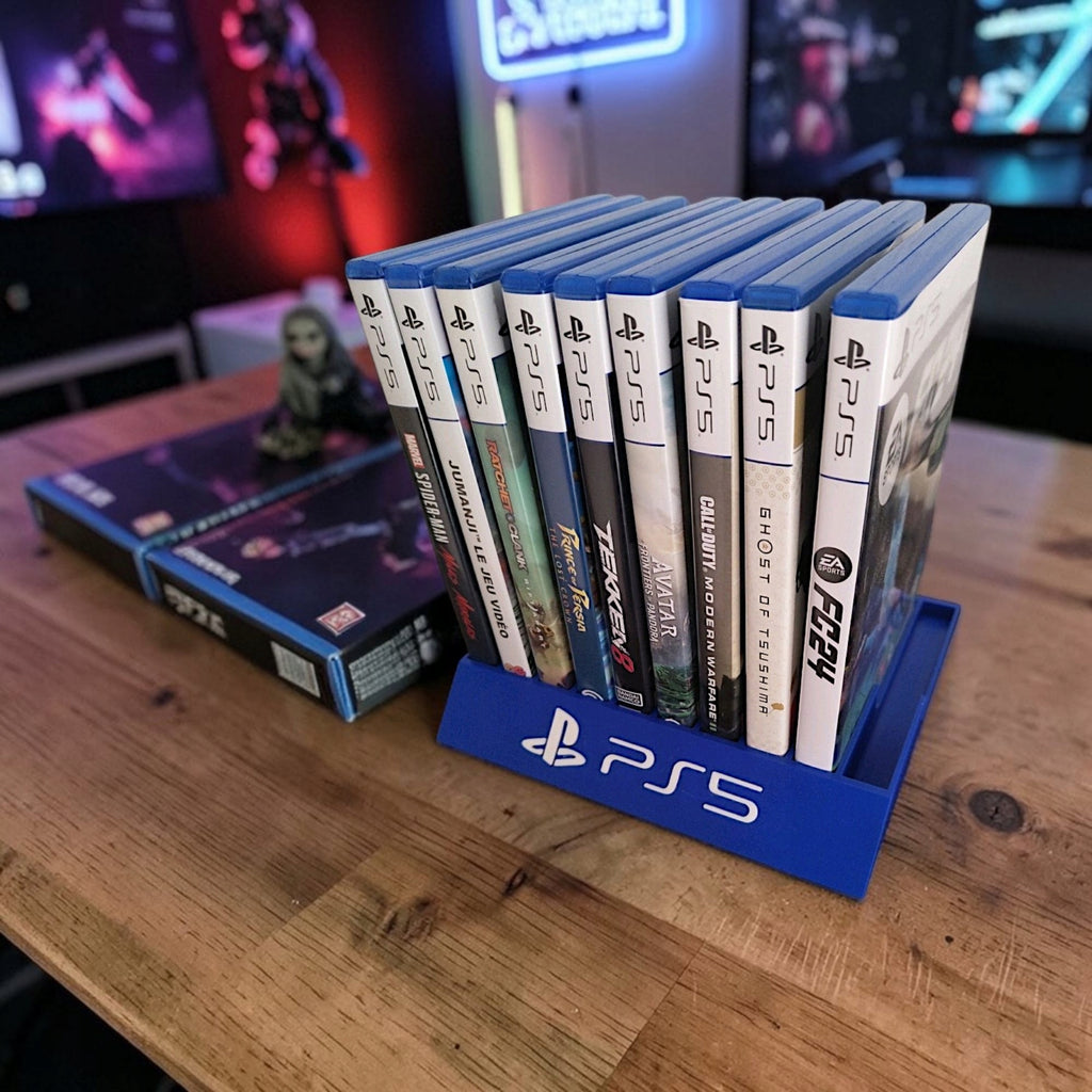 Stojak na Gry PS5 Organizer - Uchwyt na 10 Pudełek Niebieski