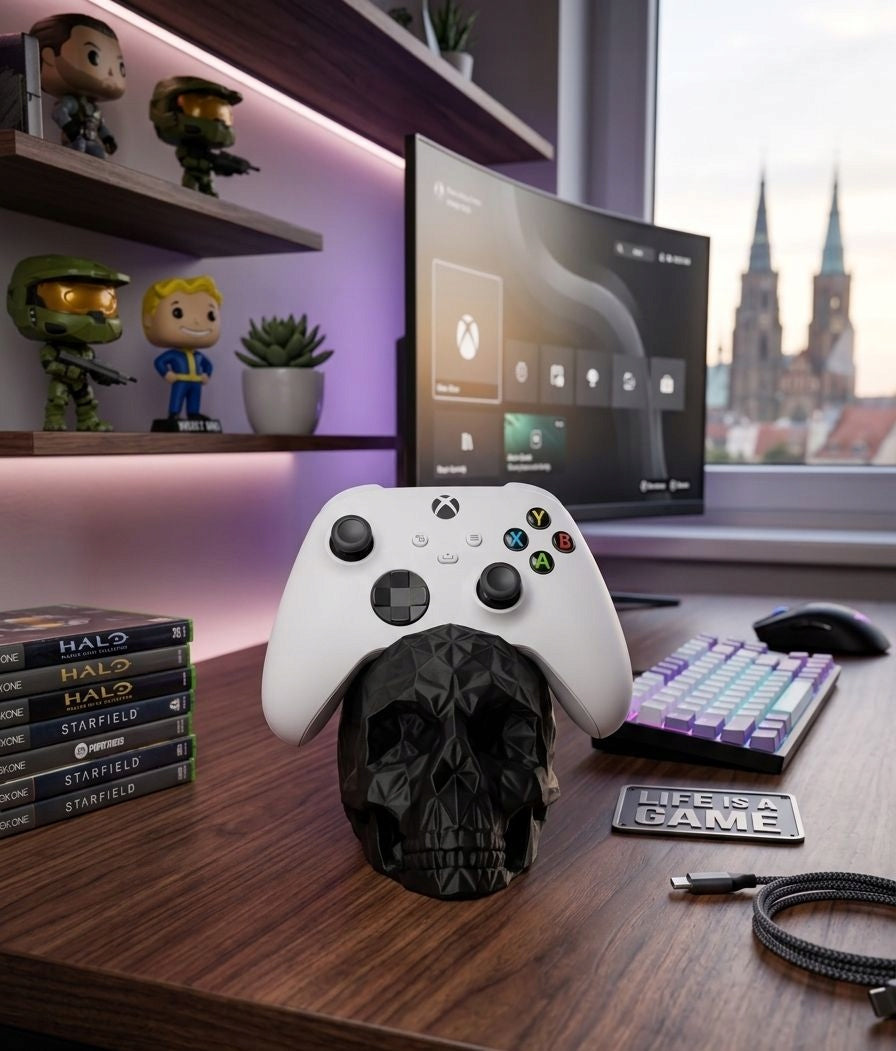 Stojak na pad Xbox Czaszka Low Poly Czarny