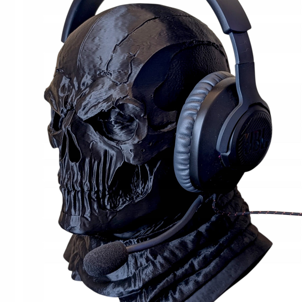Stojak na Słuchawki Czaszka Tactical Ghost Mroczny Uchwyt Gamingowy 3D 26cm