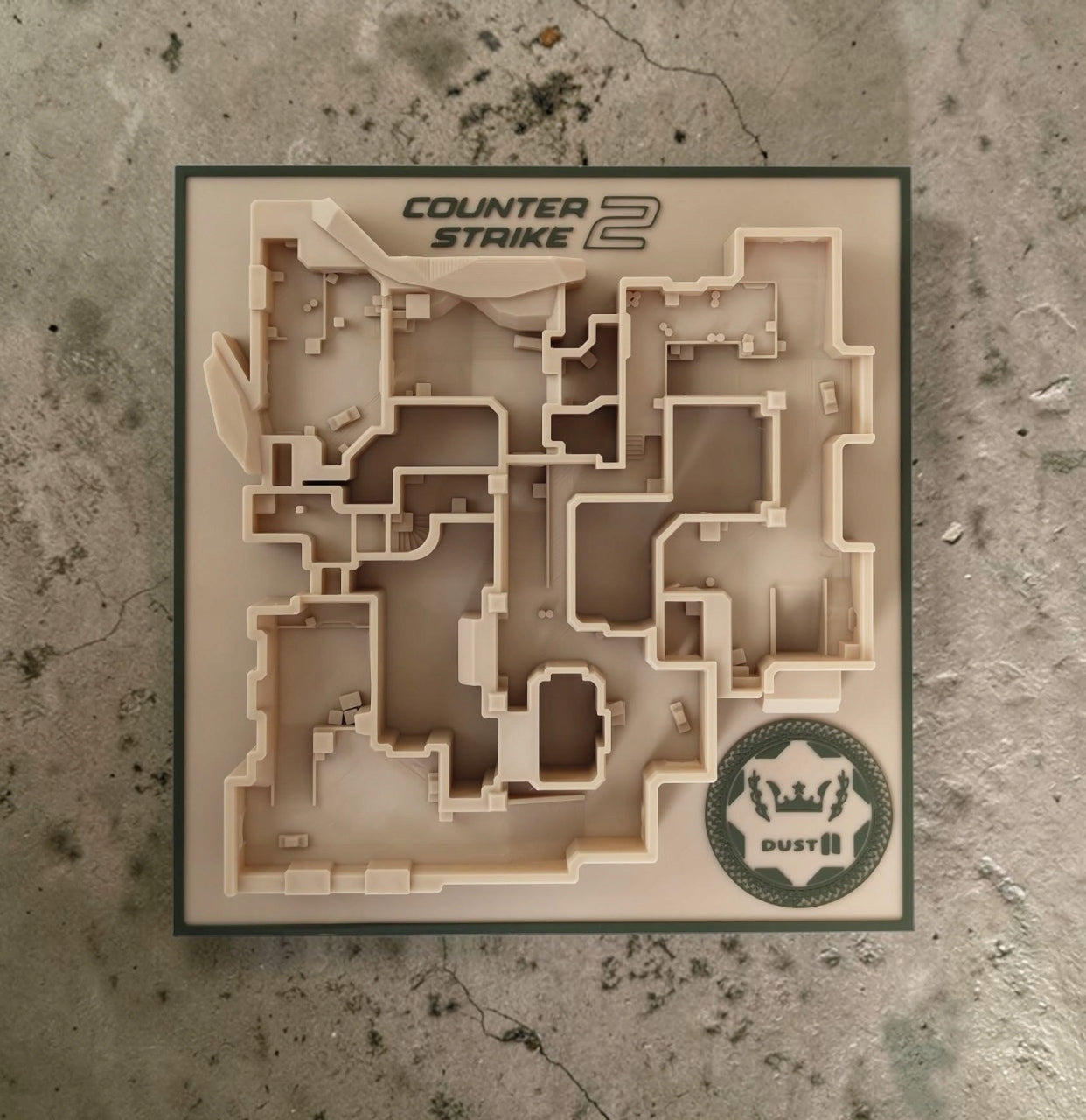 Obraz 3D Mapa Dust II Counter Strike 2 Taktyczna Makieta CS2, CS GO 23cm.