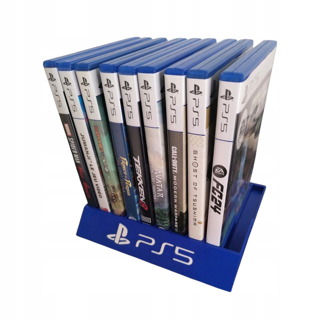 Stojak na Gry PS5 Organizer - Uchwyt na 10 Pudełek Niebieski