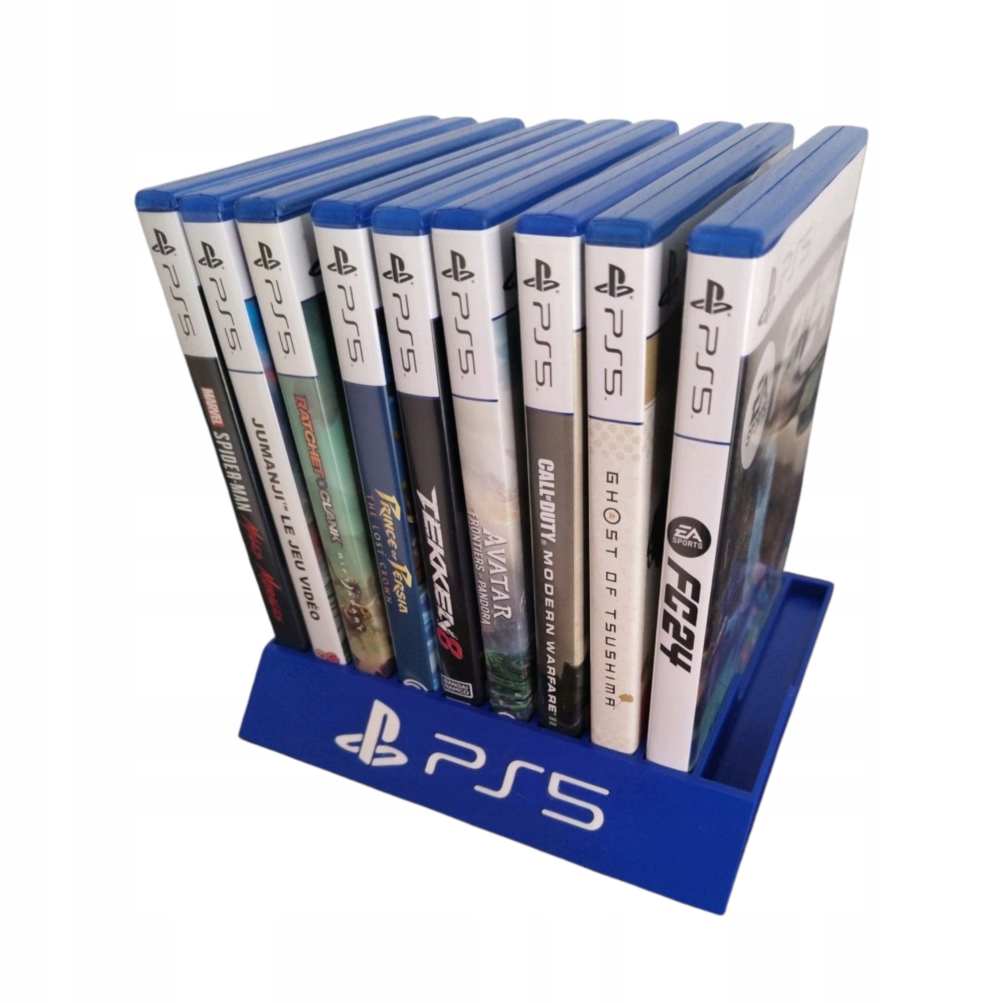 Stojak na Gry PS5 Organizer - Uchwyt na 10 Pudełek Niebieski