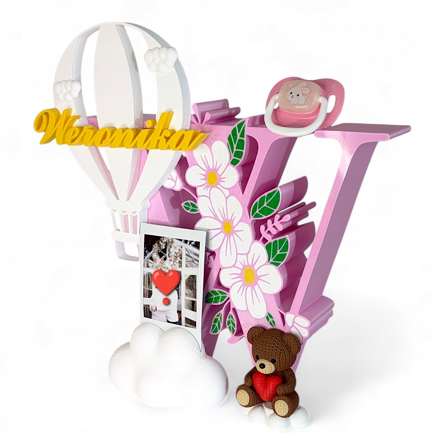 Personalizowana Litera 26cm Różowa Metryczka dla Dziewczynki