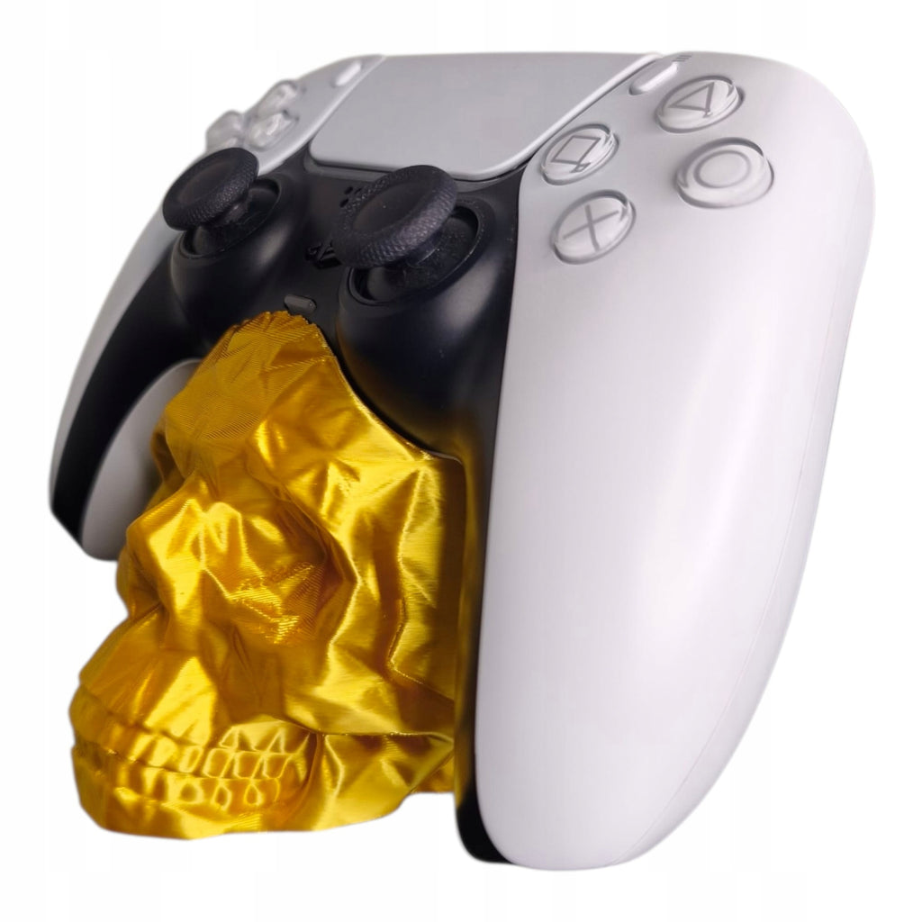 Stojak na Pada PS5 DualSense Czaszka low poly ZŁOTY