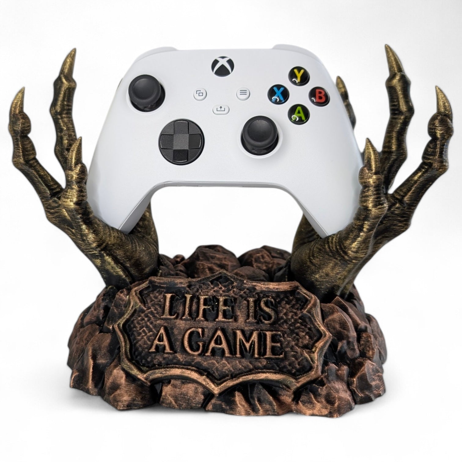 Stojak na pada Xbox LIFE IS A GAME PAZURY DEMONA Antyczny Brąz Złoto