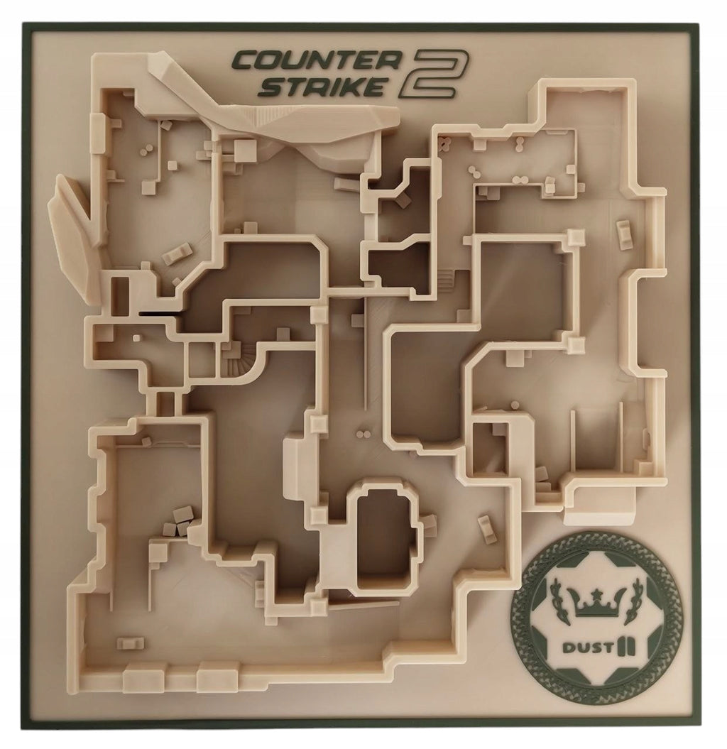 Obraz 3D Mapa Dust II Counter Strike 2 Taktyczna Makieta CS2, CS GO 23cm.