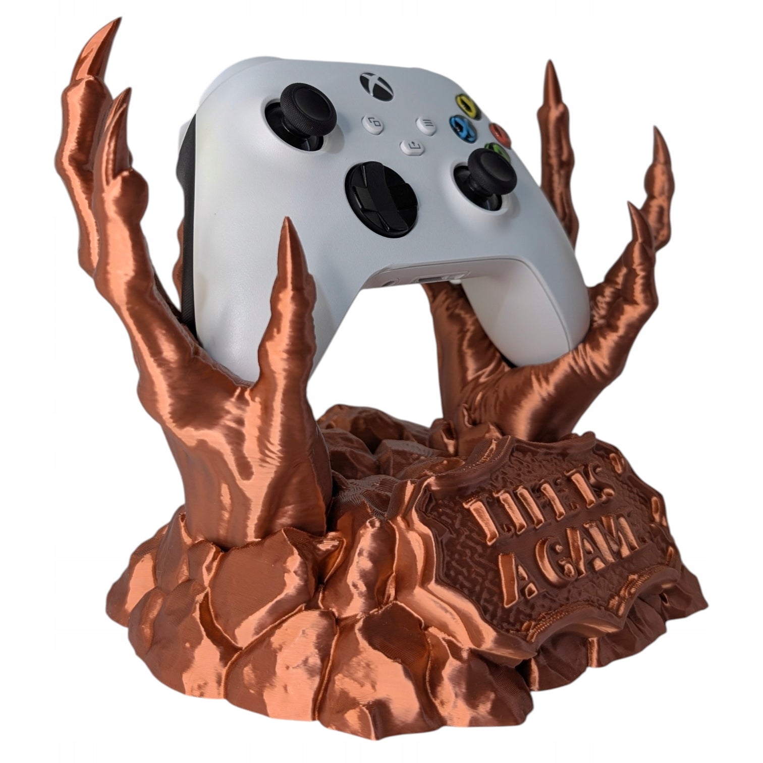 Stojak na pad Xbox LIFE IS A GAME Pazury Potwora Miedziany