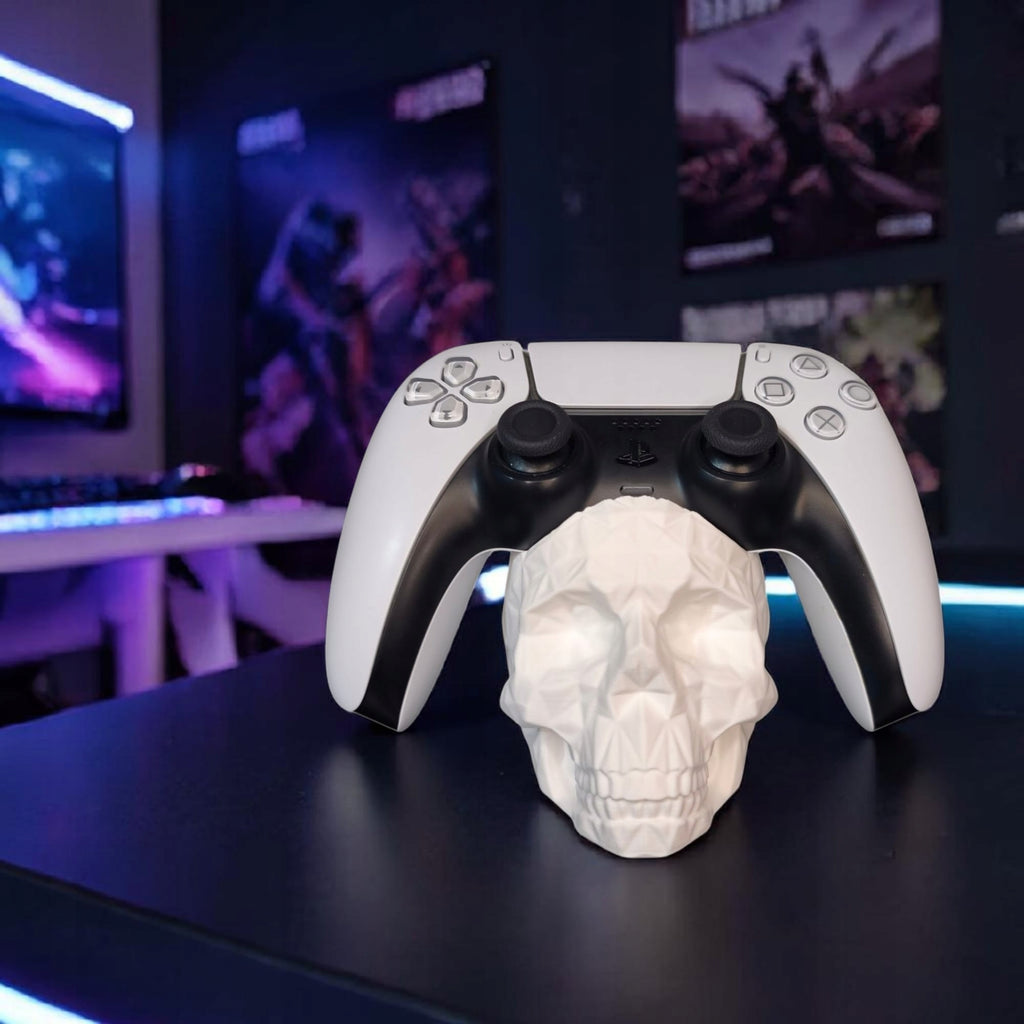 Stojak na pada PS5 Czaszka low poly BIAŁY