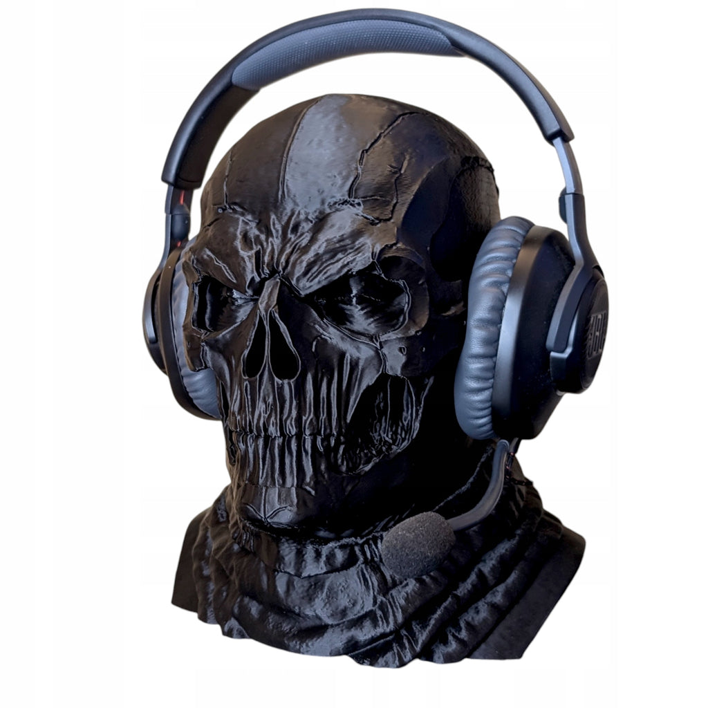 Stojak na Słuchawki Czaszka Tactical Ghost Mroczny Uchwyt Gamingowy 3D 26cm